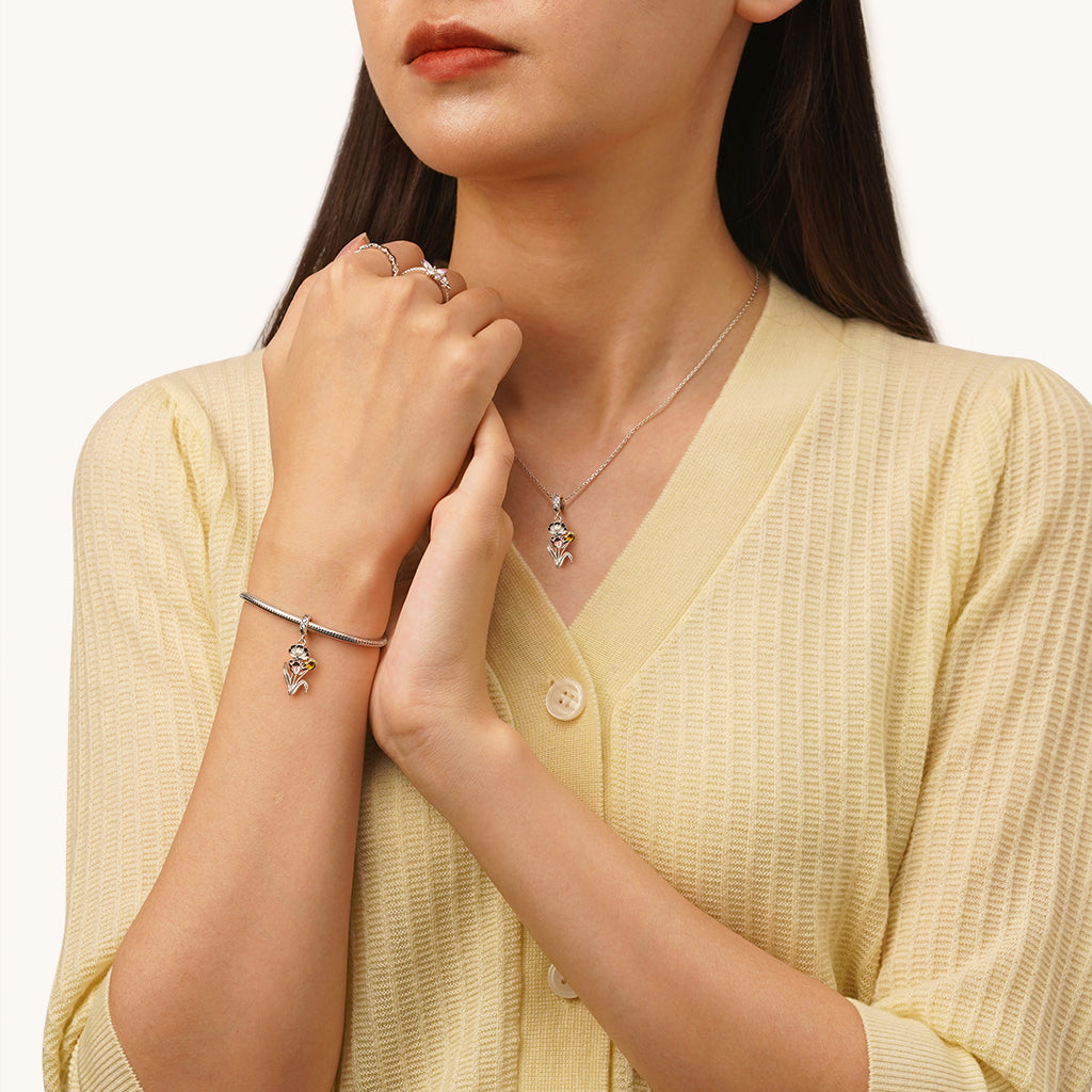 Gnoce Temple of Flora Tulips Pendant Dangle Charm_4