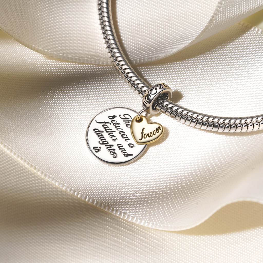 Gnoce Father Daughter Emotional Heart Charm Platinum-plated Silver Blend_3