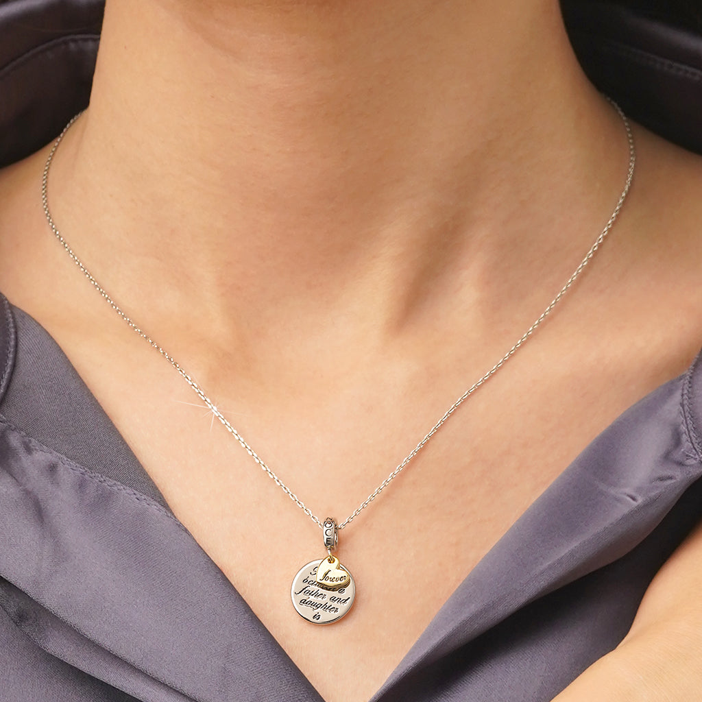 Gnoce Father Daughter Emotional Heart Charm Platinum-plated Silver Blend_5