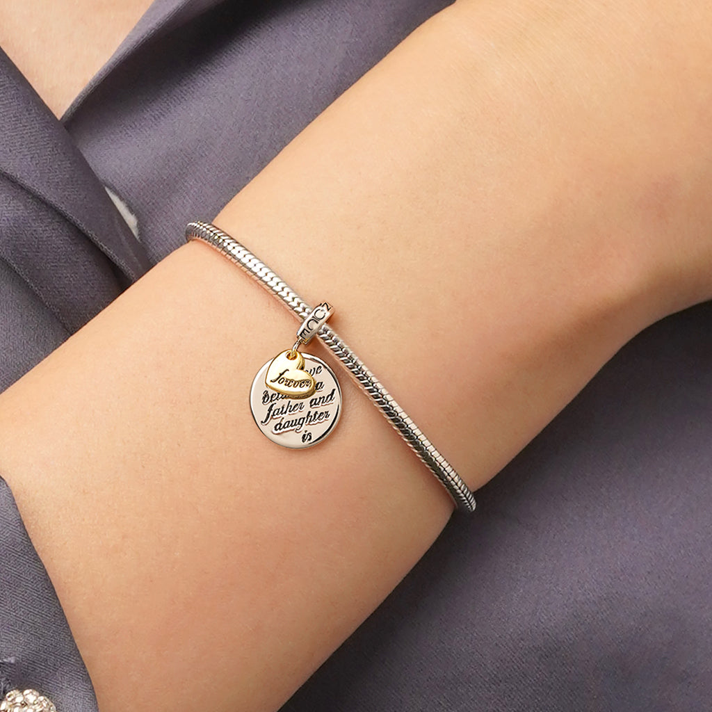 Gnoce Father Daughter Emotional Heart Charm Platinum-plated Silver Blend_6