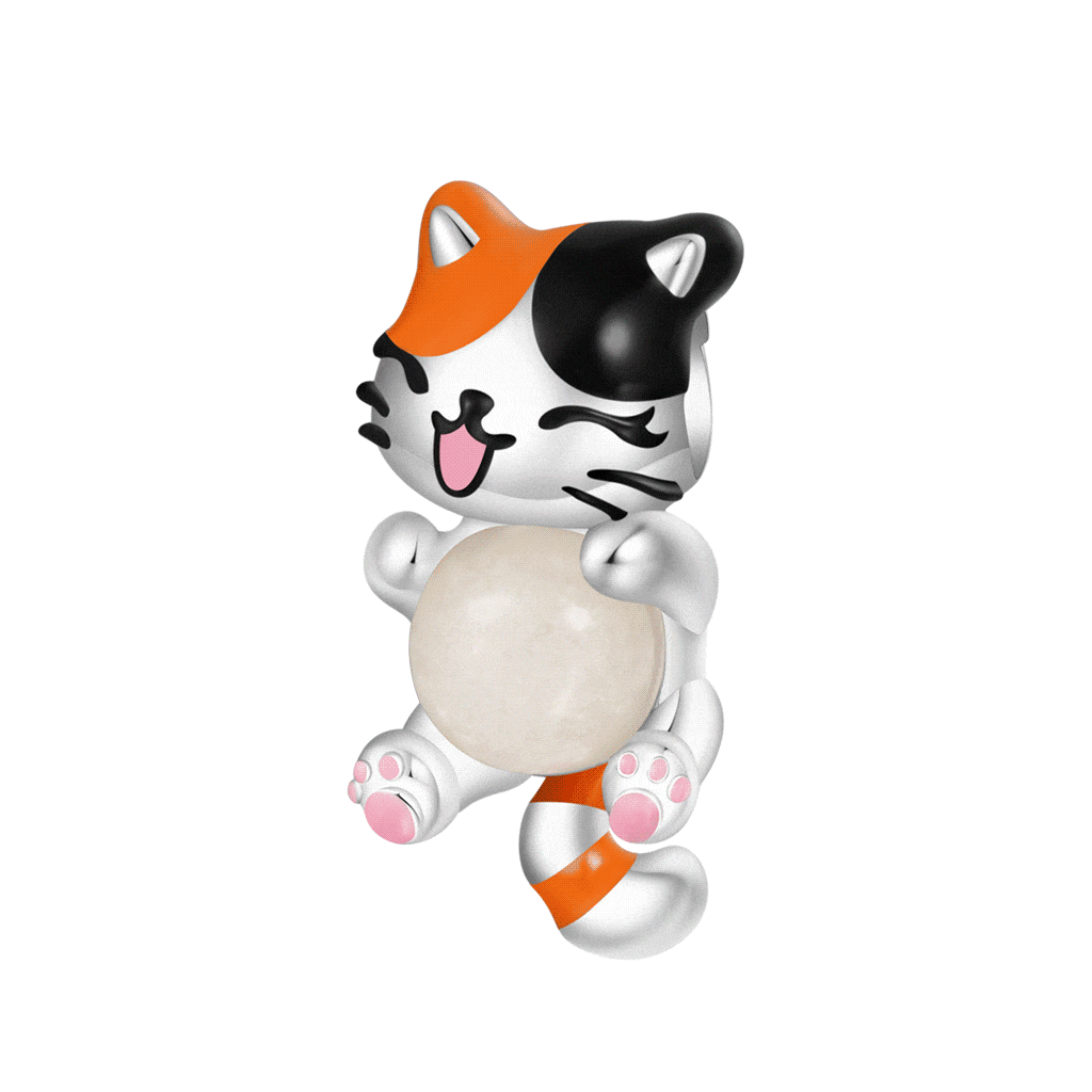 Gnoce Cat Embrace Luminous Stone Charm Platinum-plated Silver Blend_1