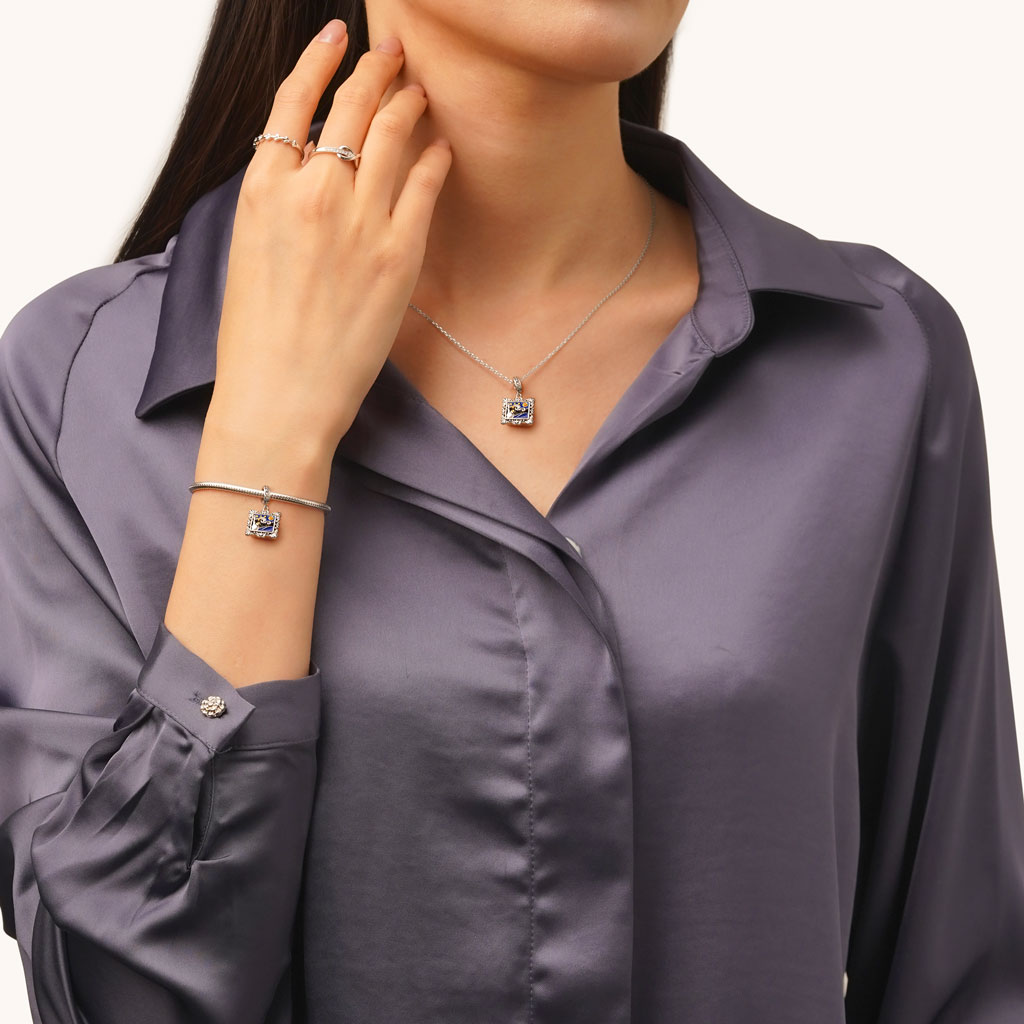 Gnoce Van Gogh's Starry Night Charm Platinum-plated Silver Blend_6
