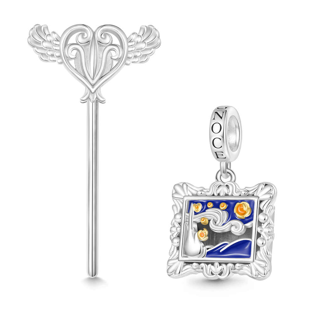 Gnoce Van Gogh's Starry Night Charm Platinum-plated Silver Blend_3