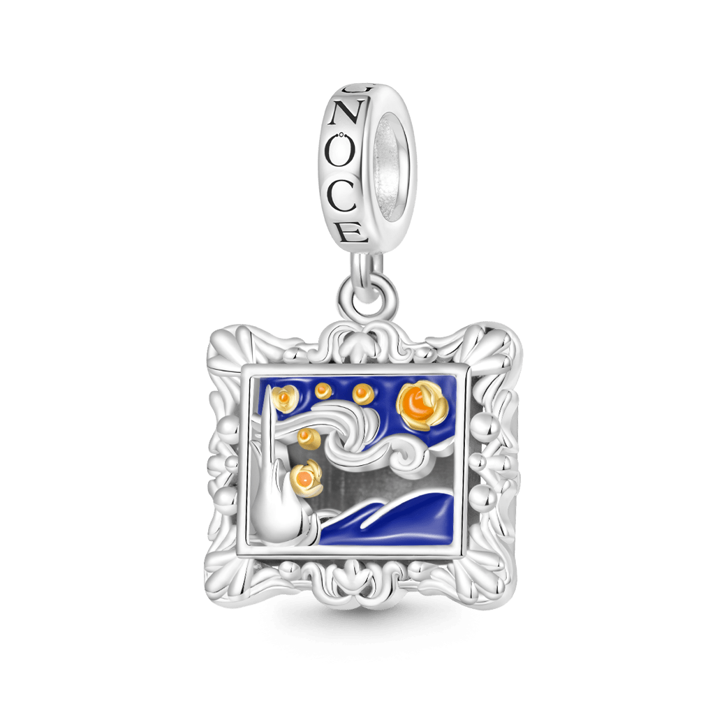 Gnoce Van Gogh's Starry Night Charm Platinum-plated Silver Blend_2