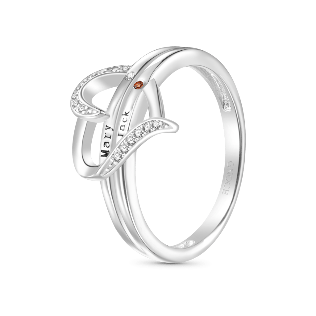 Gnoce Personalized Engravable Heart Birthstone Ring_4