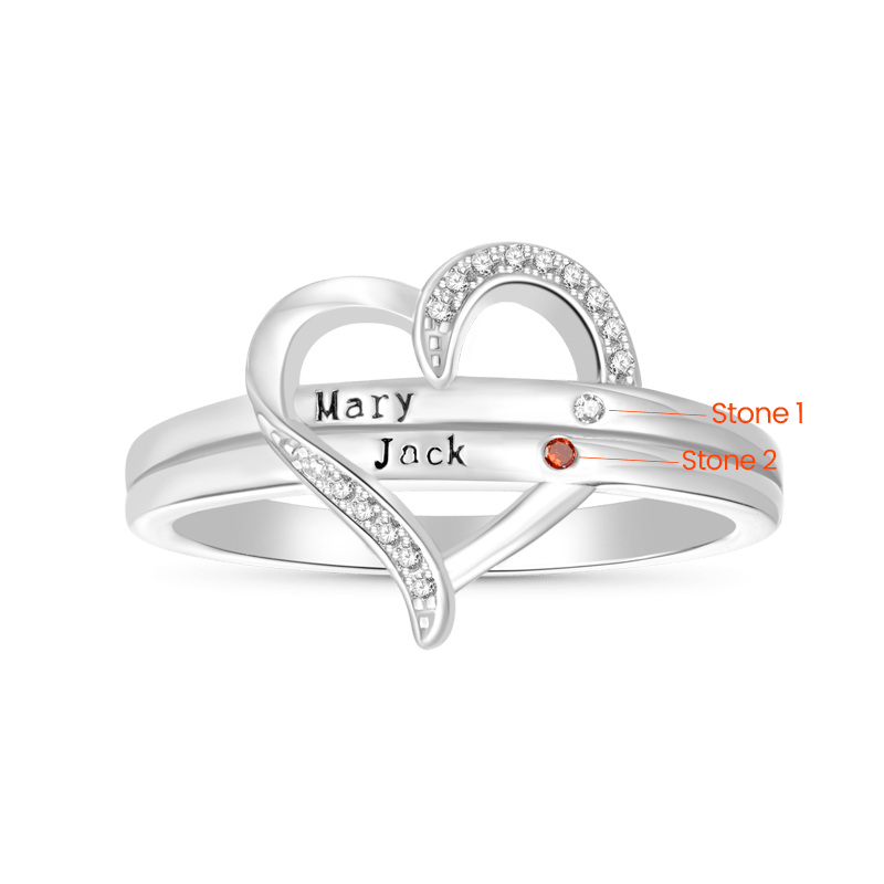 Gnoce Personalized Engravable Heart Birthstone Ring_3