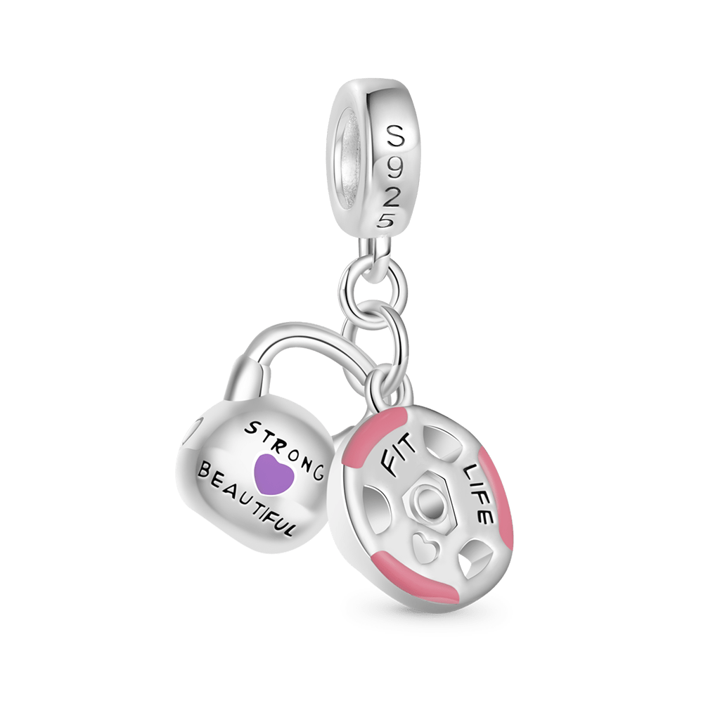 Gnoce Kettlebell & Barbell Plate Charm Platinum-plated Silver Blend_2