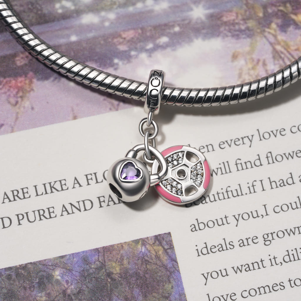 Gnoce Kettlebell & Barbell Plate Charm Platinum-plated Silver Blend_3