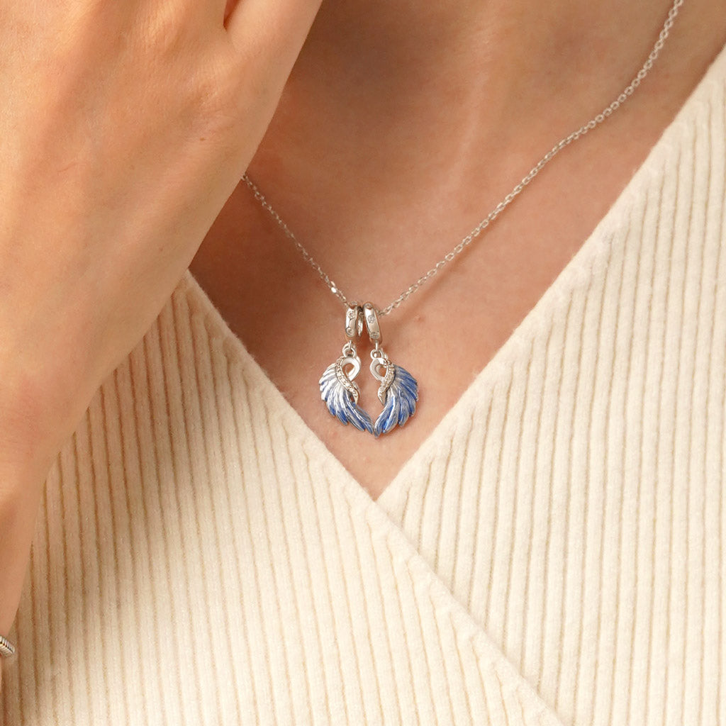 Gnoce Blue Wings Double Pendant Dangle Charm_6