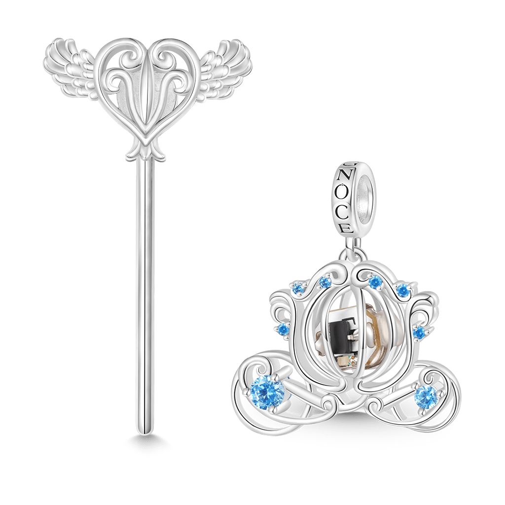 Gnoce Wireless LED Glow Glass Pumpkin Carriage Pendant Dangle Charm_2