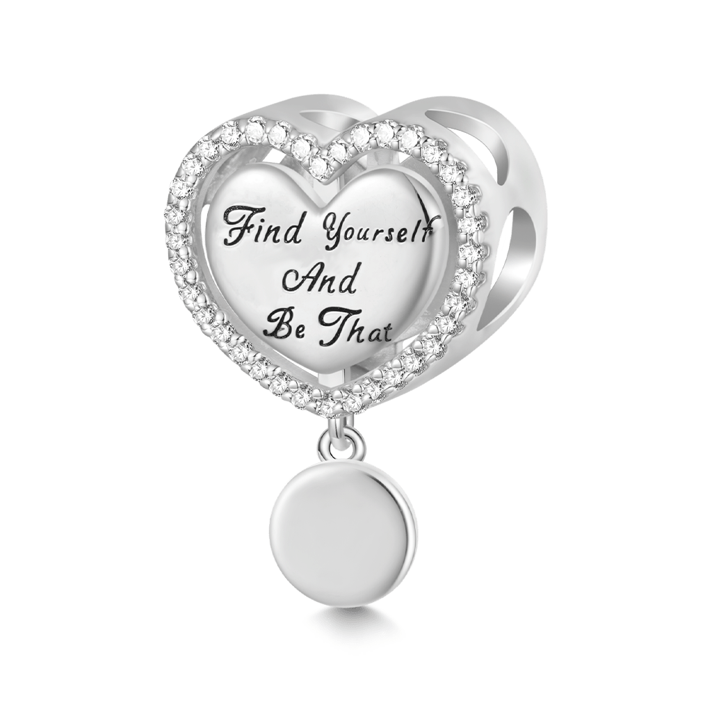 Gnoce World Map Heart Charm Platinum-plated Silver Blend_2