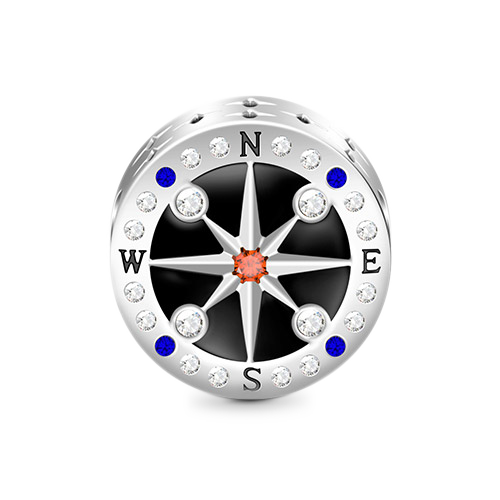 Gnoce Mysterious Compass Charm Platinum-plated Silver Blend_1