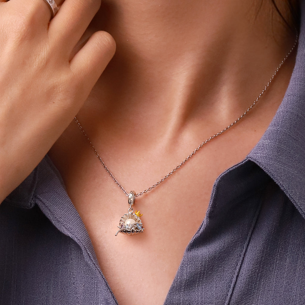 Gnoce Undersea Treasure Pearl Shell Charm Platinum-plated Silver Blend_5