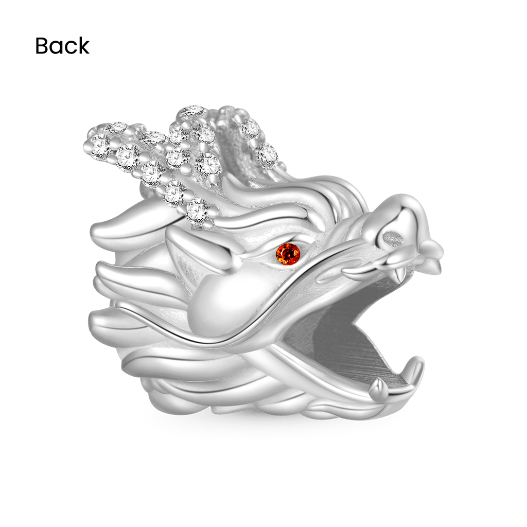 Gnoce Silver Chinese Dragon Head Beard Charm_2