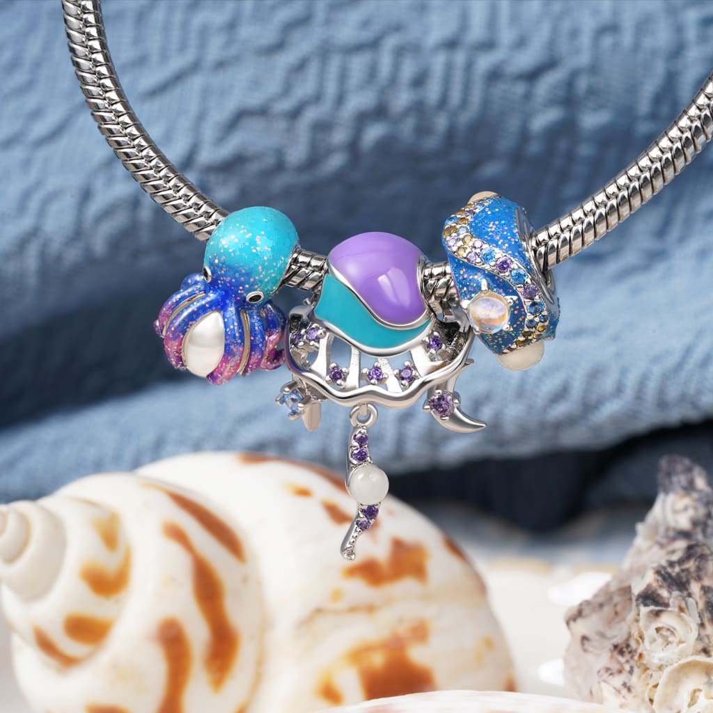 Gnoce Deep Sea Octopus Pearl Charm Platinum-plated Silver Blend_3