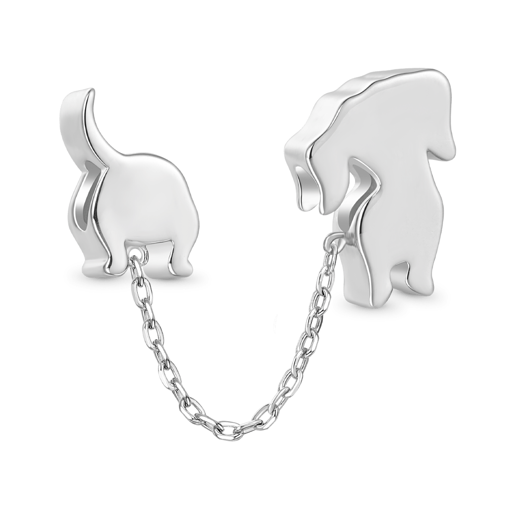 Gnoce Lively Dachshund Combination Charm Platinum-plated Silver Blend_2