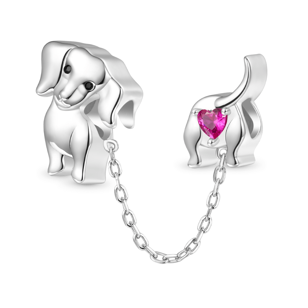 Gnoce Lively Dachshund Combination Charm Platinum-plated Silver Blend_1