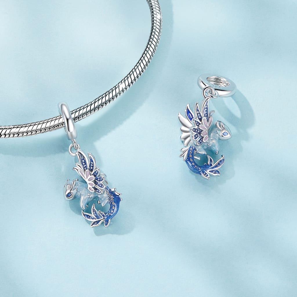 Gnoce Blue Flying Dragon Pendant Dangle Charm_2