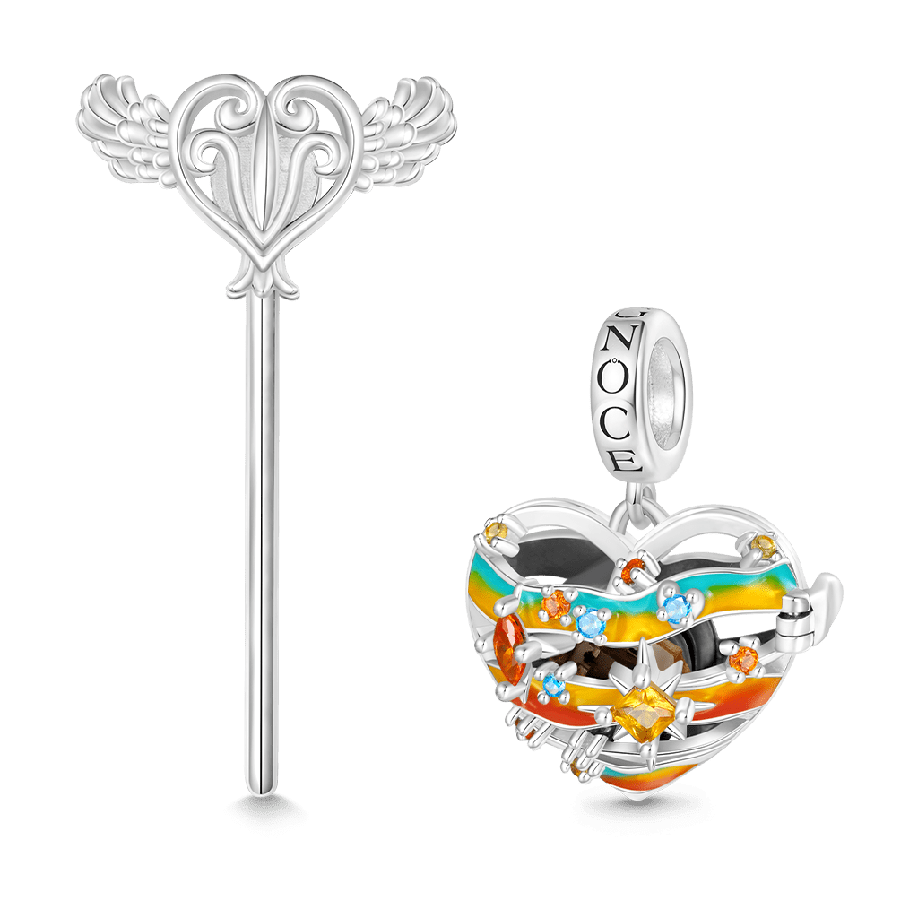 Gnoce Heart Solar System Jupiter Charm Platinum-plated Silver Blend_2