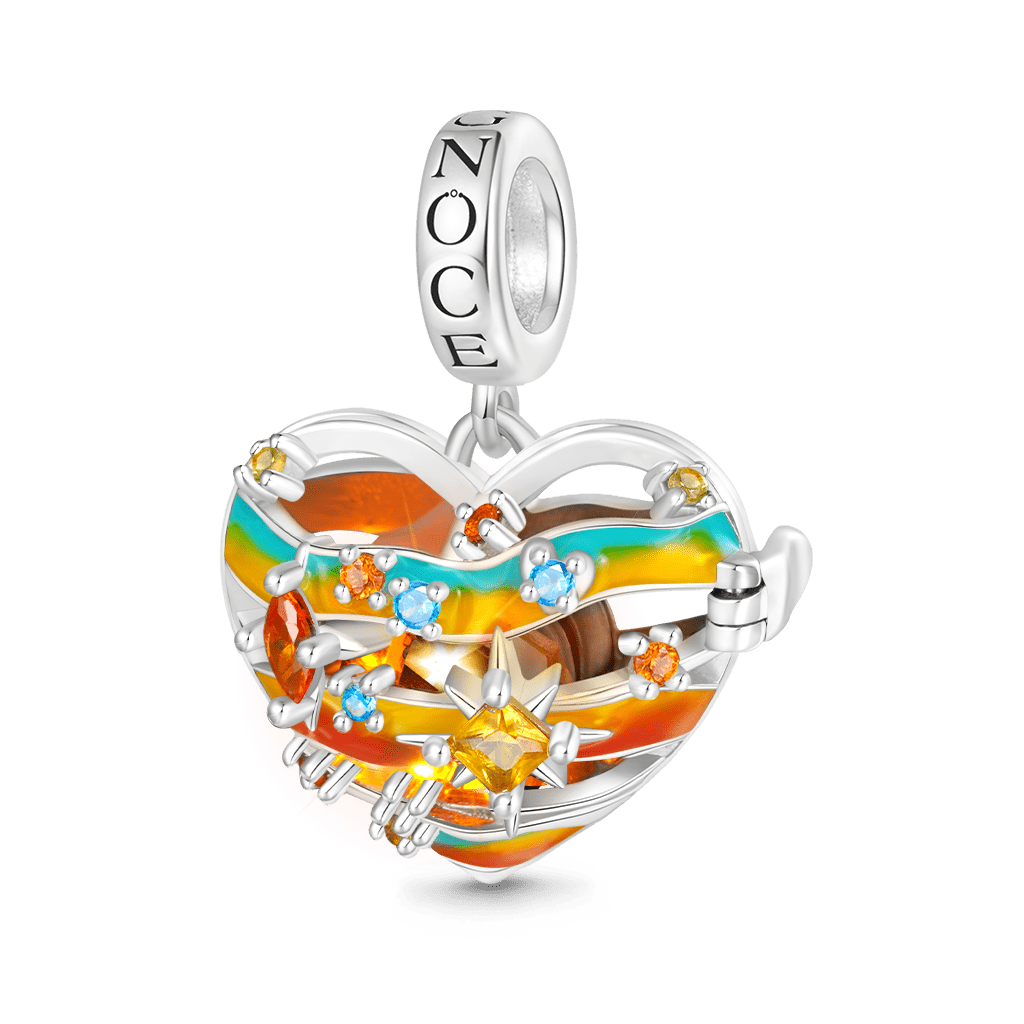 Gnoce Heart Solar System Jupiter Charm Platinum-plated Silver Blend_3