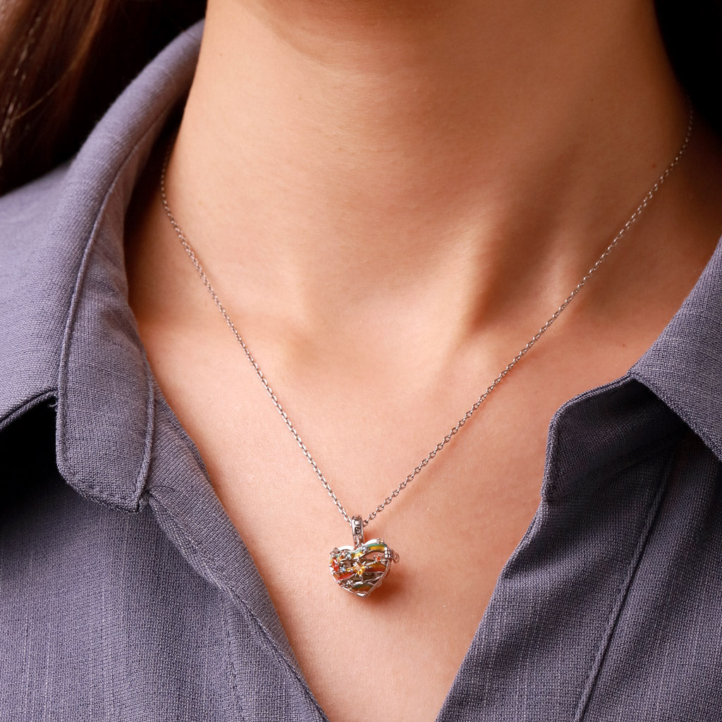 Gnoce Heart Solar System Jupiter Charm Platinum-plated Silver Blend_7