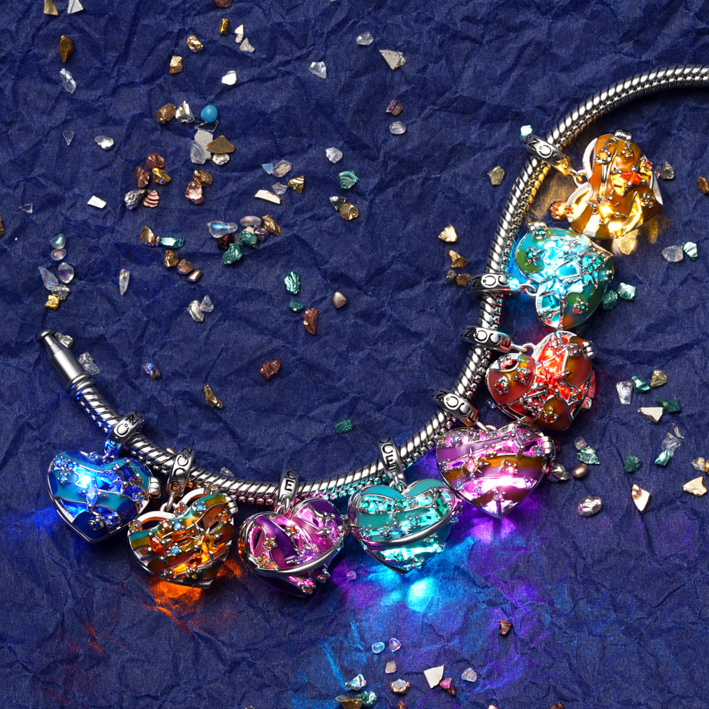 Gnoce Heart Solar System Jupiter Charm Platinum-plated Silver Blend_5