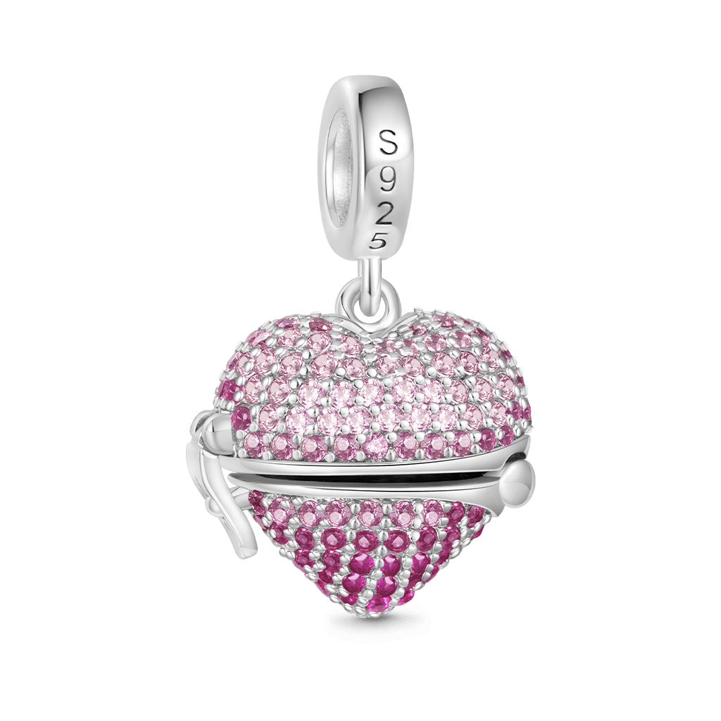 Gnoce Openable 'MOM' Heart Charm Platinum-plated Silver Blend_3