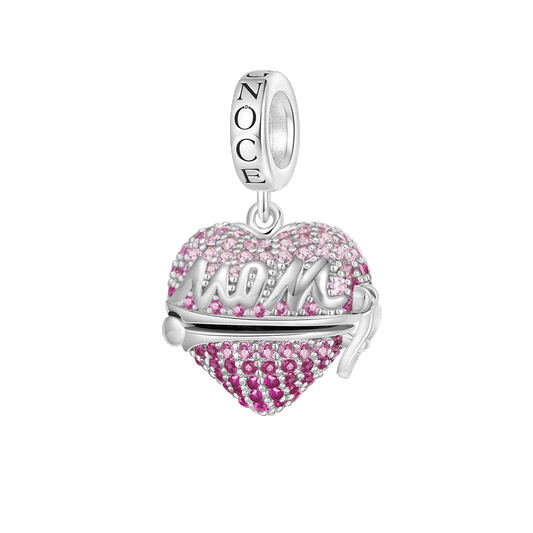 Gnoce Openable 'MOM' Heart Charm Platinum-plated Silver Blend_1