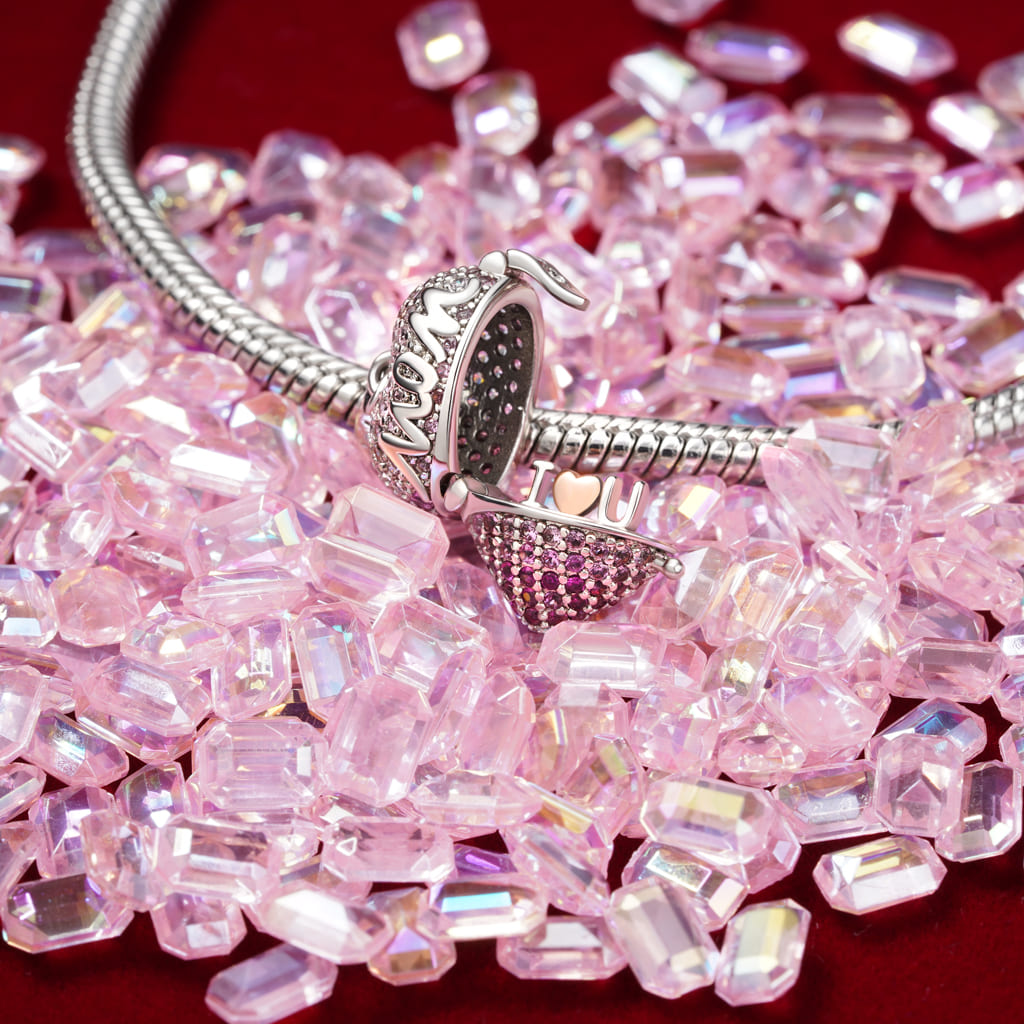 Gnoce Openable 'MOM' Heart Charm Platinum-plated Silver Blend_4