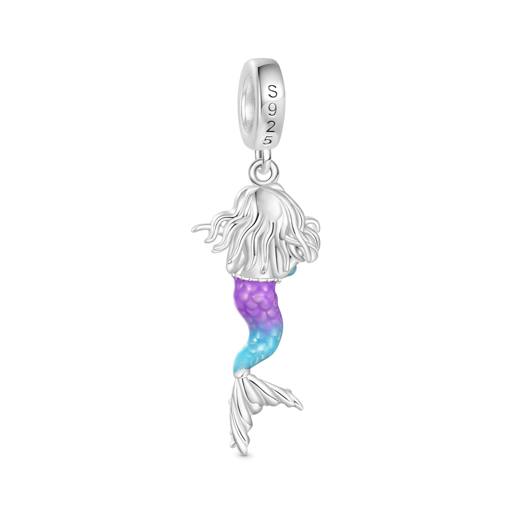 Gnoce Little Mermaid Holding Conch Pendant Dangle Charm_2