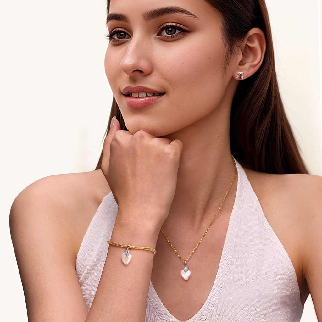 Gnoce Irregular Heart Pearl Birthstone Charm_5