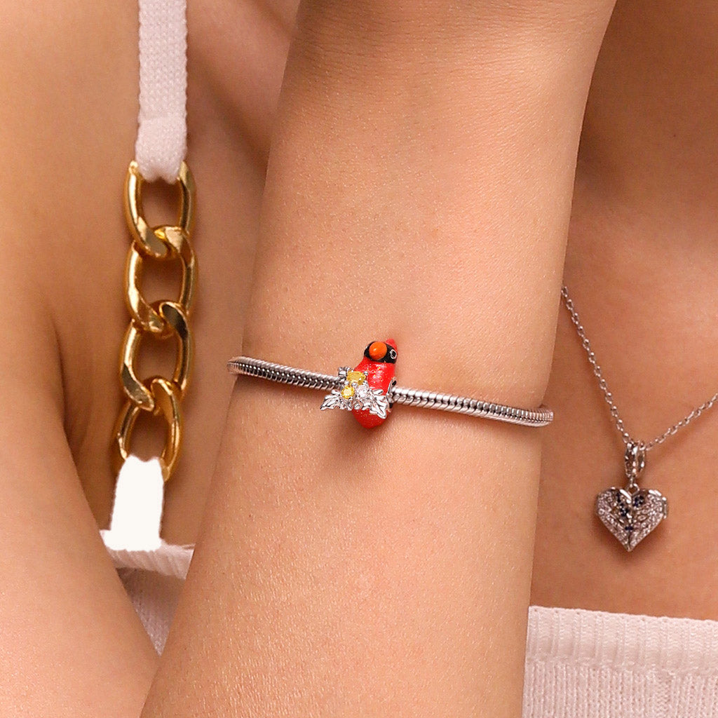 Gnoce Christmas Red Parrot Bird Charm_5