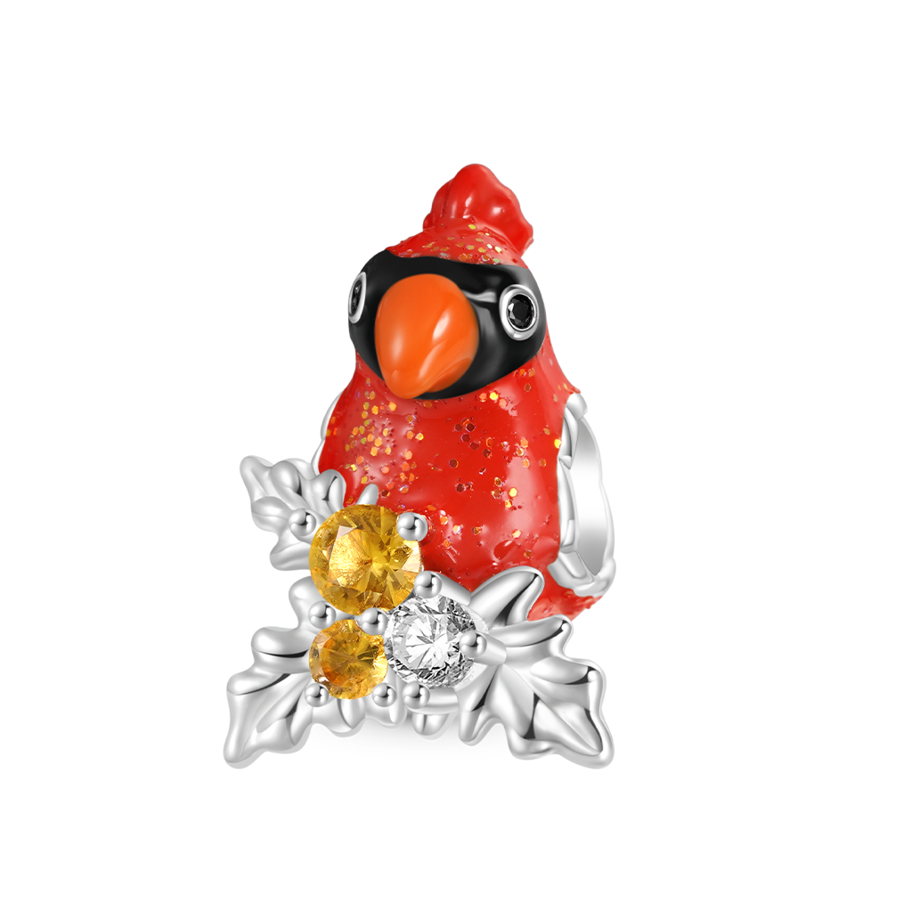 Gnoce Christmas Red Parrot Bird Charm_1