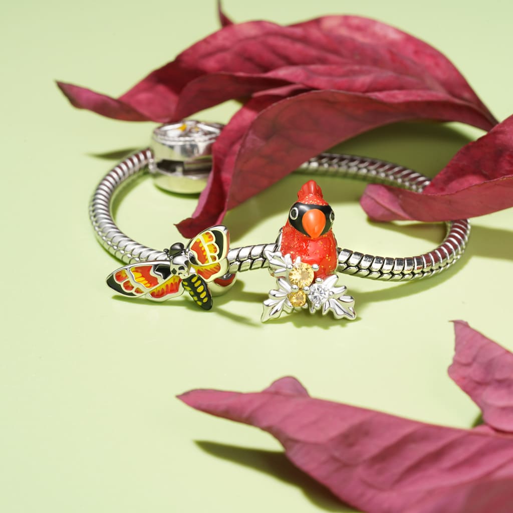 Gnoce Christmas Red Parrot Bird Charm_3