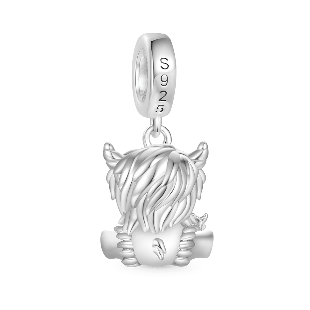 Gnoce Highland Cow Mother and Child Charm Platinum-plated Silver Blend_2