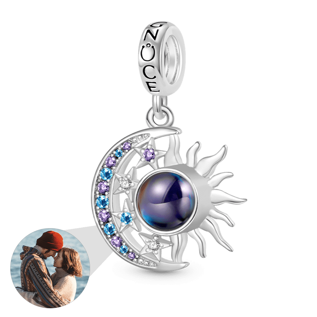 Gnoce Projection Moon Sun Personalized Photo Charm Platinum-plated Silver Blend_4