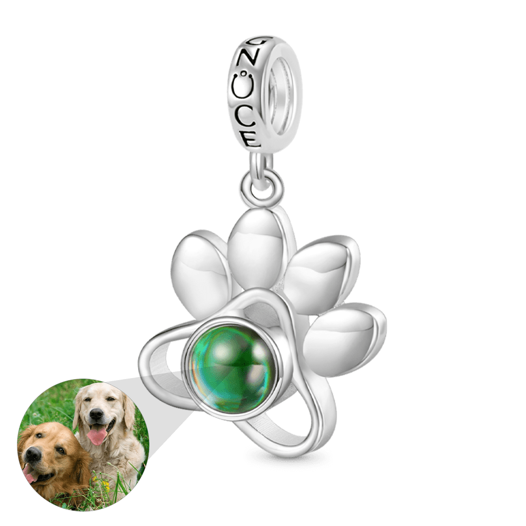 Gnoce Projection Pet Paw Personalized Photo Pendant Dangle Charm_2