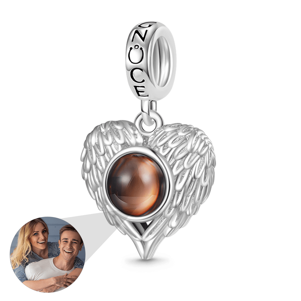 Gnoce Projection Heart Personalized Photo Charm Platinum-plated Silver Blend_3
