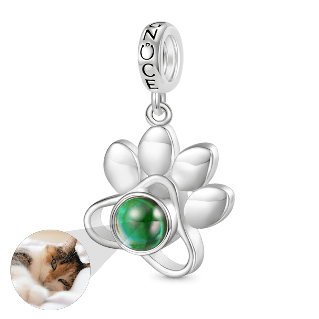Gnoce Projection Pet Paw Personalized Photo Pendant Dangle Charm_7
