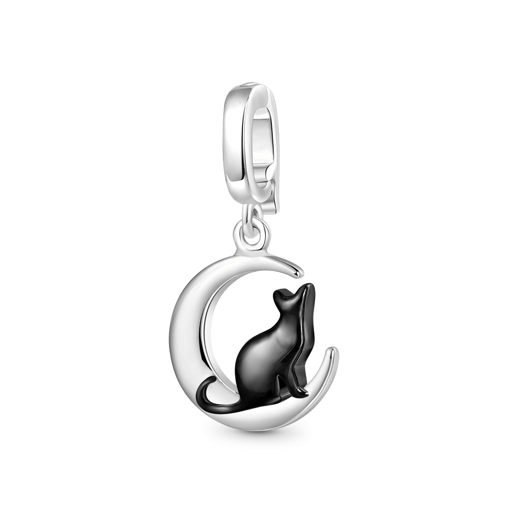 Gnoce Halloween Black Cat Clasp Clusters Charm Platinum-plated Silver Blend_1