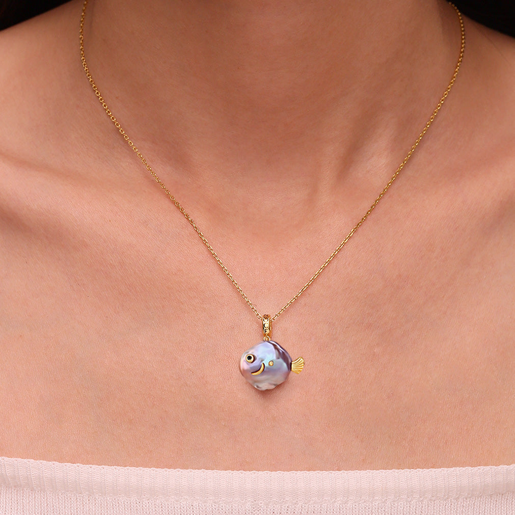 Gnoce Purple Fish Baroque Pearl Charm_3