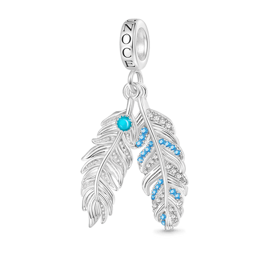 Gnoce Silver Feather Turquoise Charm Platinum-plated Silver Blend_1