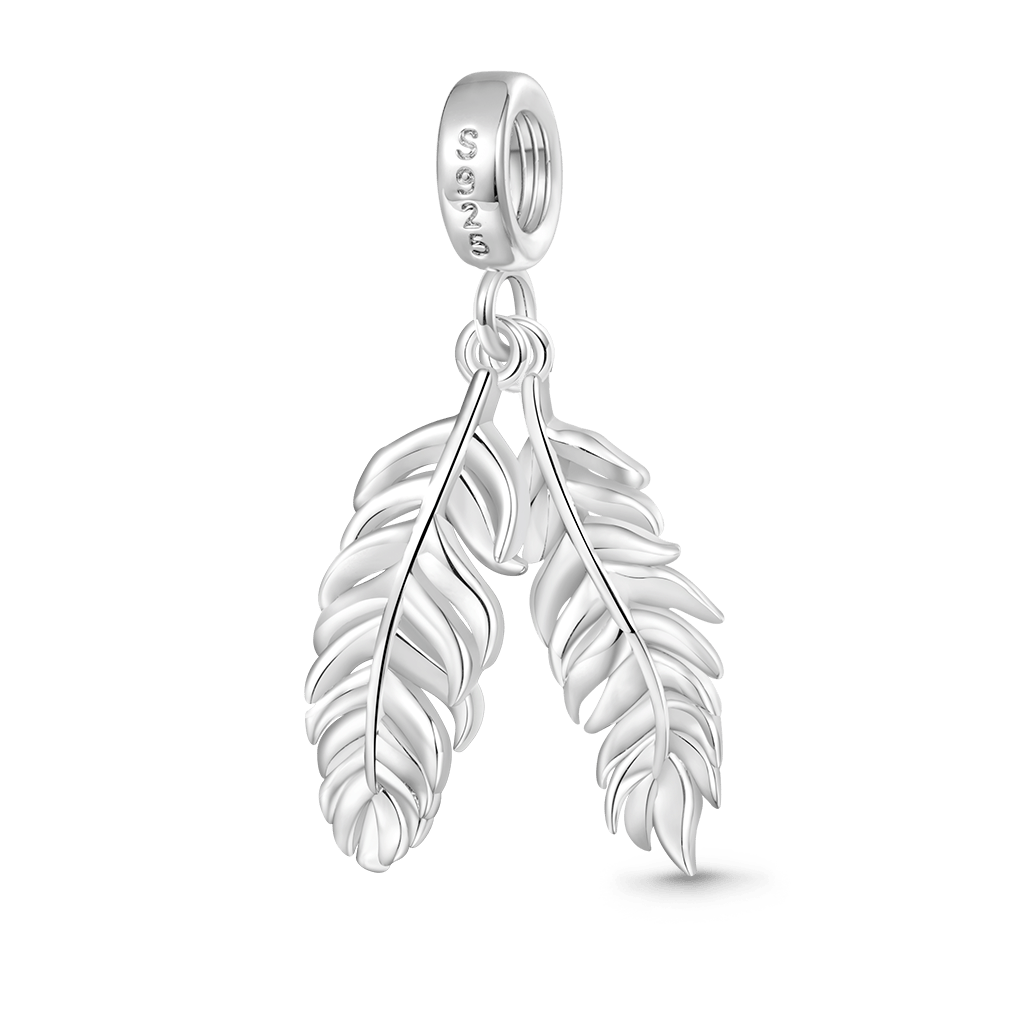 Gnoce Silver Feather Turquoise Charm Platinum-plated Silver Blend_2