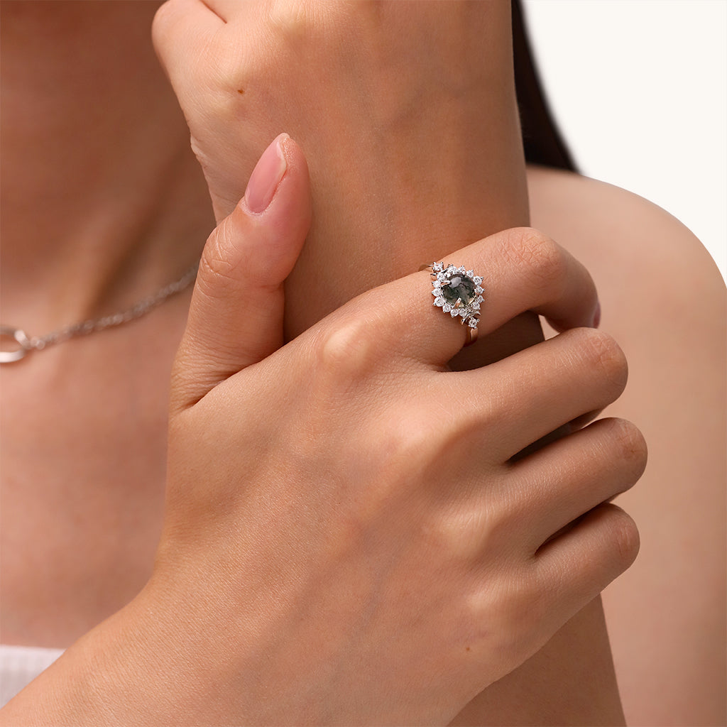 Gnoce Green Moss Agate Adjustable Ring_4