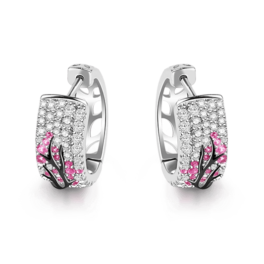 Gnoce Plum Tree Zircon Earrings Platinum-plated Silver Blend_1