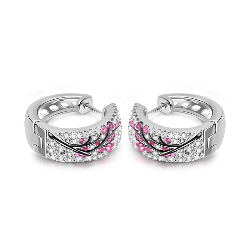 Gnoce Plum Tree Zircon Earrings Platinum-plated Silver Blend_3