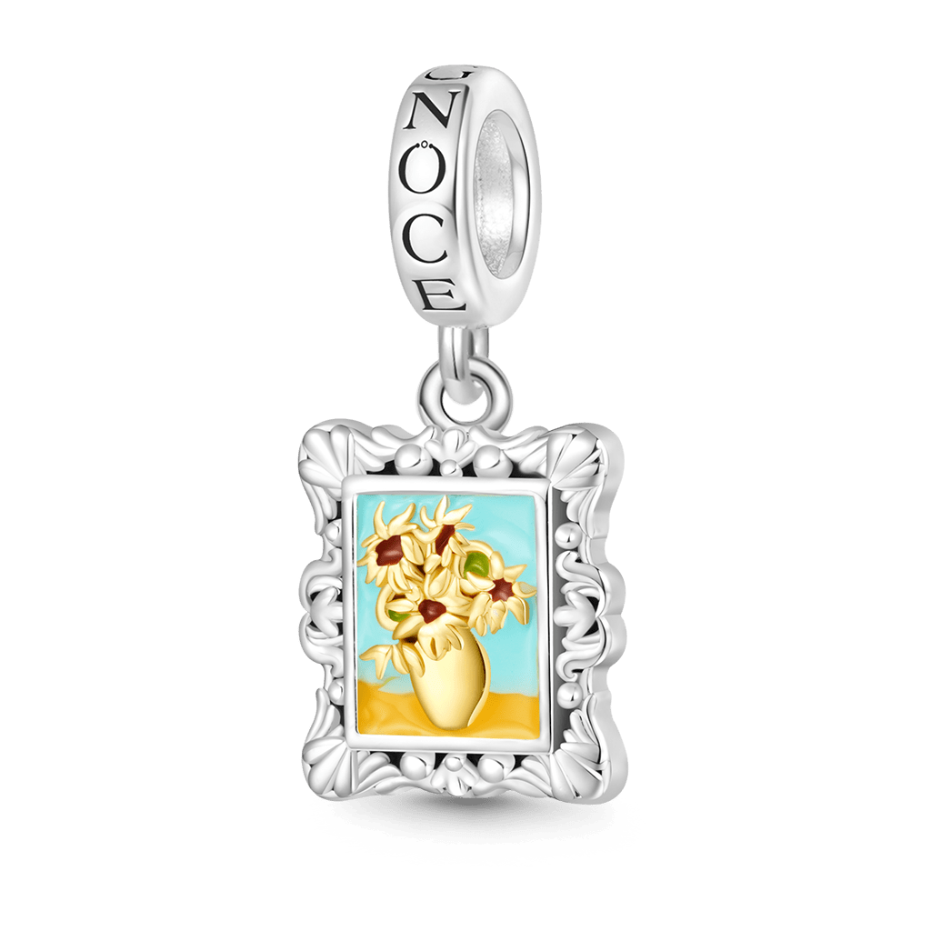 Gnoce Van Gogh Sunflowers Frame Charm Platinum-plated Silver Blend_1