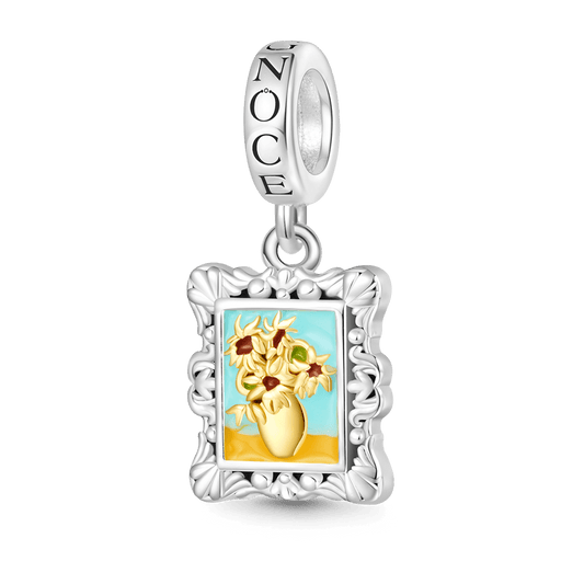 Gnoce Van Gogh Sunflowers Frame Charm Platinum-plated Silver Blend_1