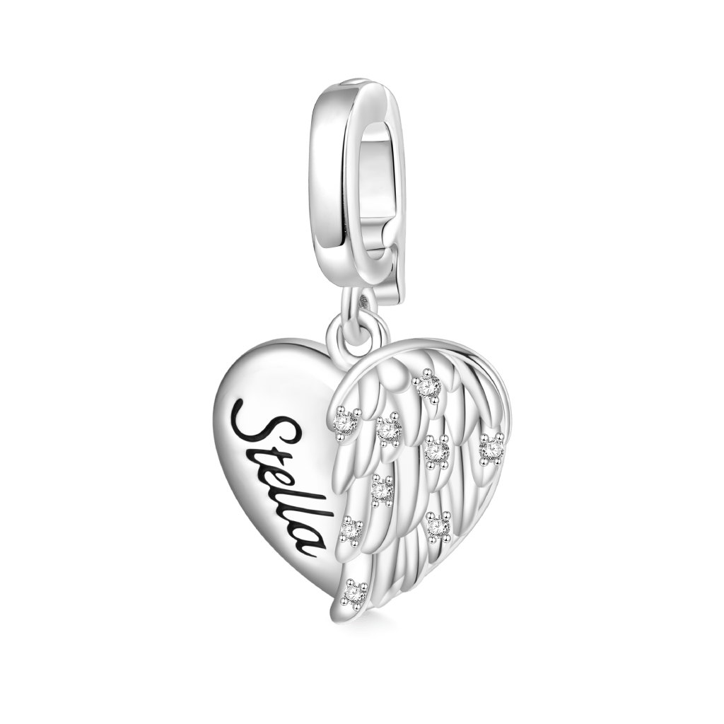 Gnoce Engravable Heart Wings Clasp Clusters Charm_1
