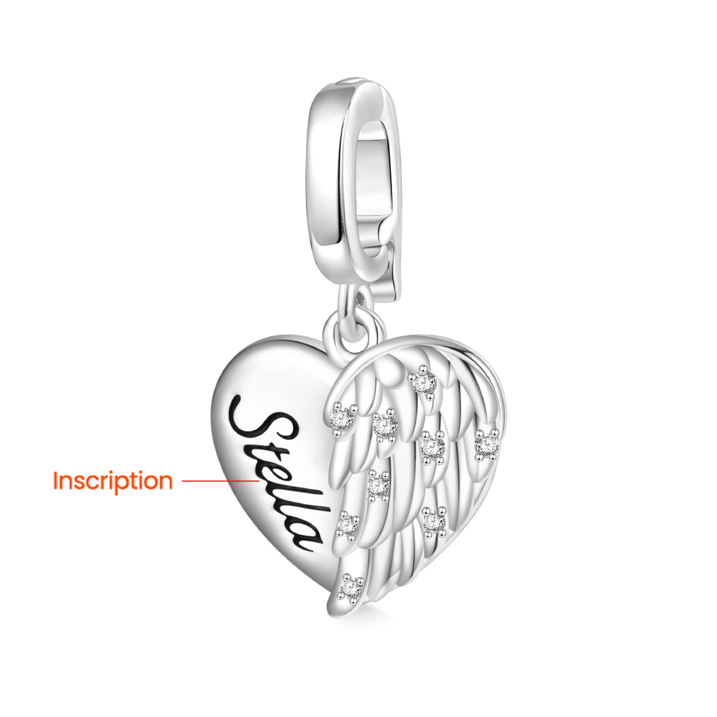 Gnoce Engravable Heart Wings Clasp Clusters Charm_2